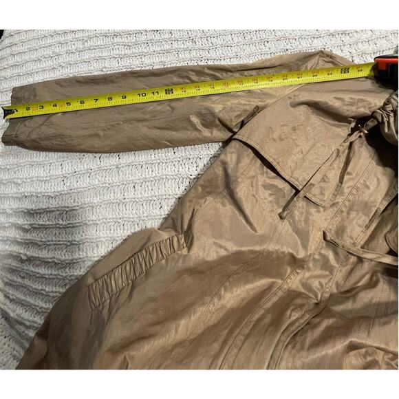 Elie Tahari Utility Parka Jacket Drawstring Hood Bottom Womens Sz 2 Metallic Tan - Picture 6 of 14